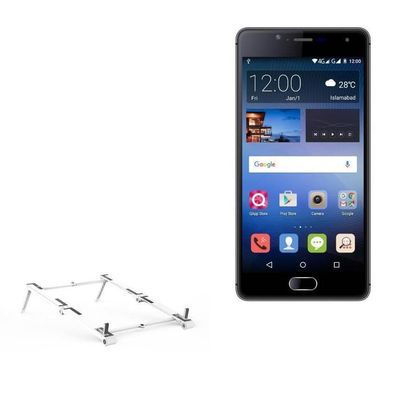BoxWave Stand and Mount Compatible with QMobile Noir A6 - Pocket Aluminum Stand 3-in-1, Portable Multi Angle Viewing Riser - Metallic Silver