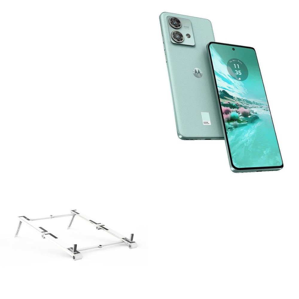 BoxWave Stand and Mount Compatible with Motorola Edge 40 Neo - Pocket Aluminum Stand 3-in-1, Portable Multi Angle Viewing Riser - Metallic Silver