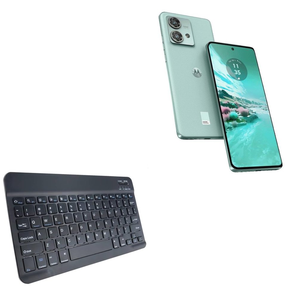 BoxWave Keyboard Compatible with Motorola Edge 40 Neo - SlimKeys Bluetooth Keyboard, Portable Thin with Chiclet-Style Keys - Jet Black