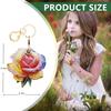 BORKUANA Leather Keychain Holder Case Compatible with Apple AirTag, Cute Protective Air Tag Cover with Keychain Ring, Anti-Scratch Finder GPS Tracker Case for Wallet Keys(Rose) view 2