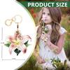 BORKUANA Leather Keychain Holder Case Compatible with Apple AirTag, Cute Protective Air Tag Cover with Keychain Ring, Anti-Scratch Finder GPS Tracker Case for Wallet Keys(Flower) view 2