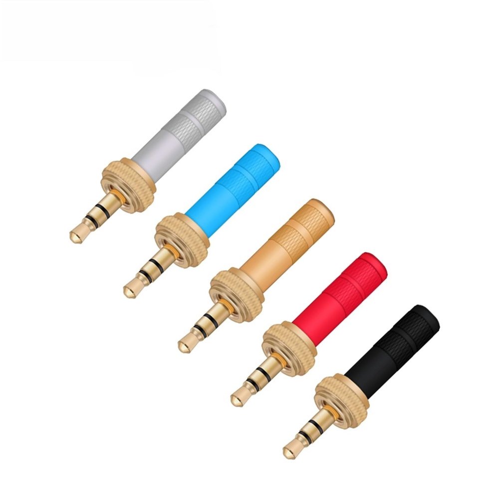 10Pcs Mini Jack 3.5 Mm 3 Pole Stereo Jack Plug Screw Lock Soldering Audio 3 Pin 3.5mm Connector for DIY Stereo Headset Earphone (Color : Mixed Colors)