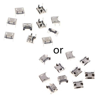 XUYUH 10 Pcs Micro USB Type B 5 Pin Female Socket Connector 4 Legs 90 Degree