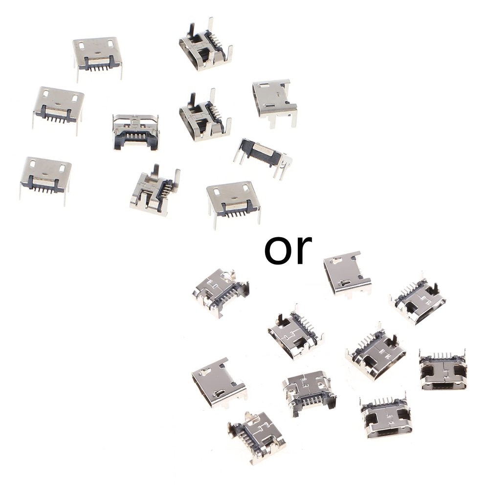 XUYUH 10 Pcs Micro USB Type B 5 Pin Female Socket Connector 4 Legs 90 Degree