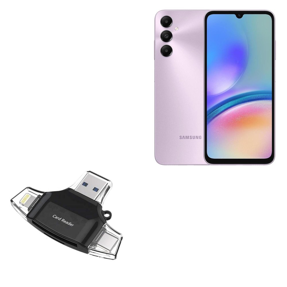 BoxWave Smart Gadget Compatible with Samsung Galaxy A05s - AllReader SD Card Reader, microSD Card Reader SD Compact USB - Jet Black