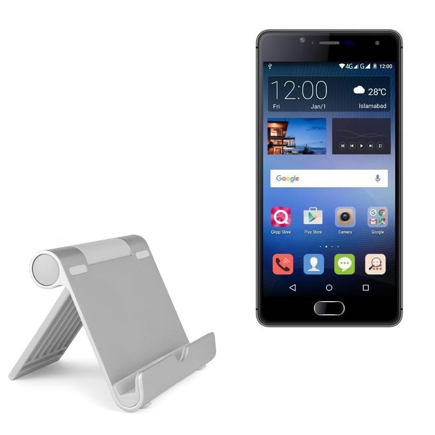 BoxWave Stand and Mount Compatible with QMobile Noir A6 - VersaView Aluminum Stand, Portable, Multi Angle Viewing Sturdy