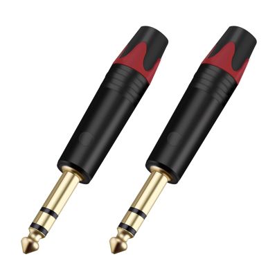 10PCS 6.35MM Jack 3 Poles Stereo 1/4 Inch 6.3MM Male Plug Soldering Wire Connector Brass Microphone Plug Connector (Color : Red)