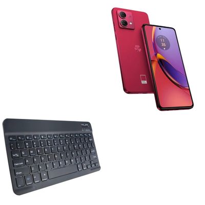 BoxWave Keyboard Compatible with Motorola Moto G84 - SlimKeys Bluetooth Keyboard, Portable Thin with Chiclet-Style Keys - Jet Black