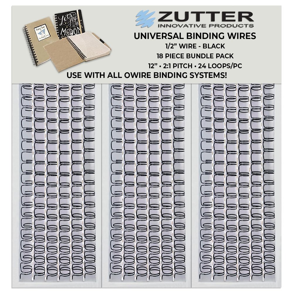 Zutter Binding Wires - Black Bundle Pack - Use with Any and All owire Binding Systems! (Zutter Binding Wires 1/2" - Black 18 Piece Bundle Pack)