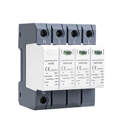 GSP9 4Pole Surge Protector 20KA-40KA SPD AC275V AC385V 400V 440V SPD House Surge Protector 1P+N Rail 1Pcs (Size : 4P AC440V 40KA)