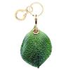 BORKUANA Leather Keychain Holder Case Compatible with Apple AirTag, Cute Protective Air Tag Cover with Keychain Ring, Anti-Scratch Finder GPS Tracker Case for Wallet Keys(Green Leaf) view 1