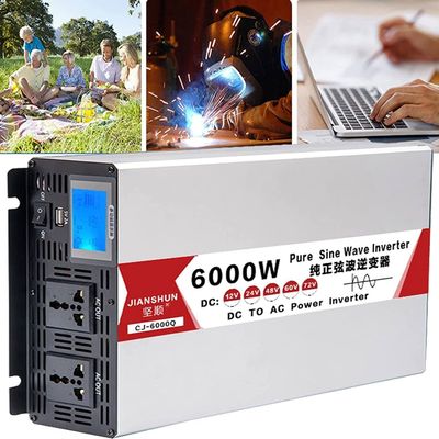 4000 5000 6000 8000 Watt Pure Sine Wave Power Inverter DC 12V 24V 48V 60V to AC 110V 220V Car Plug Inverter Adapter, Power Converter with AC Outlets Car Charger,6000W-24Vto220V