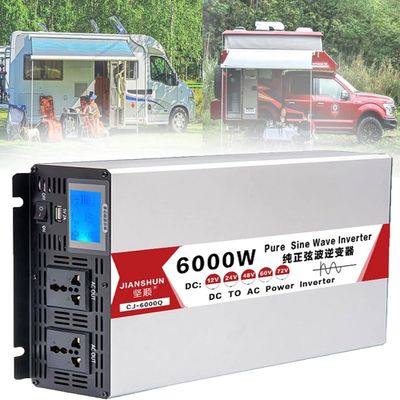 4000 5000 6000 8000 Watt Power Inverter Pure Sine Wave Inverter DC 12V 24V 48V 60V to AC 110V 220V Converter for Home RV Camping Power Inverter for Vehicles Car with LED Display,6000W-60Vto110V