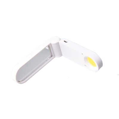 Mikinona Portable Foldable Makeup Mirror USB Rechargeable Light for Home Travel Design for Enhanced Beauty and Convenience White