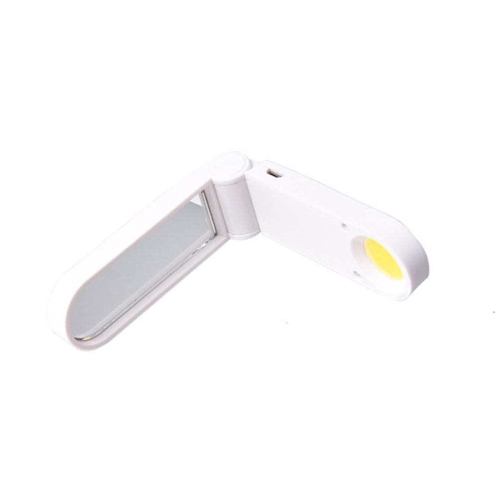 Mikinona Portable Foldable Makeup Mirror USB Rechargeable Light for Home Travel Design for Enhanced Beauty and Convenience White