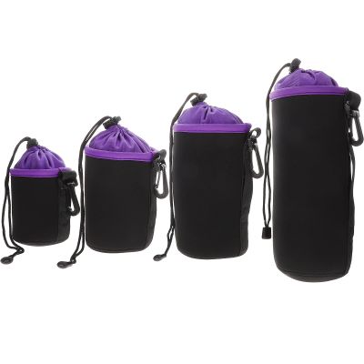 Homoyoyo 4pcs Camera Lens Bag Camera Lenses Organizer Bags Travel Lens Protector Lens Case Drawstring Outdoor Lens Pouch Lens Storage Pouch Lens Bags T Cloth Purple Thicken Neoprene