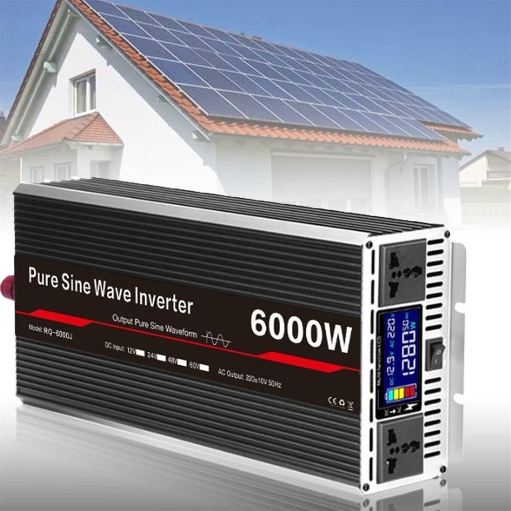 5000W 6000W 8000W 12000W Pure Sine Wave Inverter 12V 24V 48V 60V 72V to 220V Power Inverter with LCD Display 2AC Outlets, for,Camping,Household,Van,Charge Your Laptop (Color : 12000W, Size : 60V)