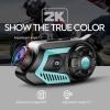 Sanpyl Motorcycle Helmet Headsets, BT 5.1 Helmet Intercom System, Call Music Control, with 2K HD Camera view 2