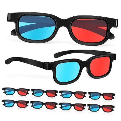 HEALEEP 10pcs Viewing Glasses for Movies Gaming and Theater Lightweight Red- Anaglyph Glasses Compatible with Monitors Tvs and Projectors for Lifelike