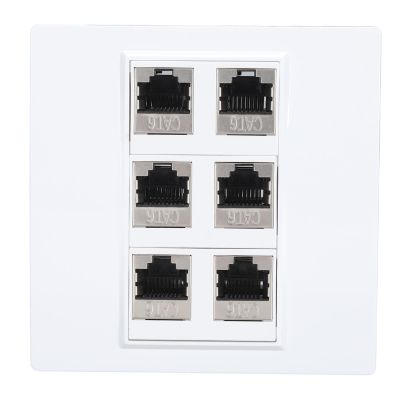 DirectNine Basics 6 Port Ethernet Wall Plate, 6 Female to Female Detachable Jack Wall Plate for Outlet Boxes, Avoid Clutter, Ethernet Cable Faceplates for Work Home, Generic2s0nkxpve6