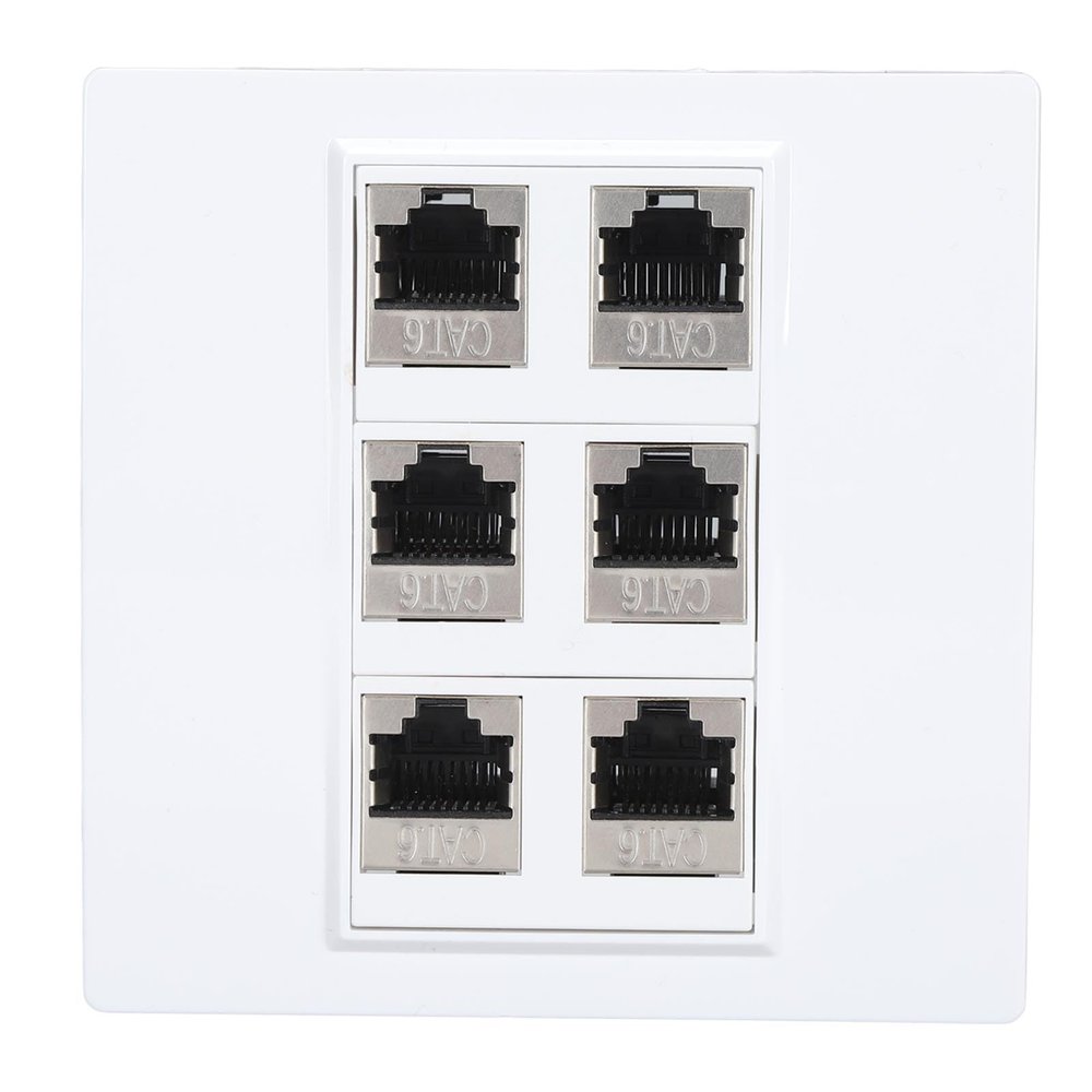 DirectNine Basics 6 Port Ethernet Wall Plate, 6 Female to Female Detachable Jack Wall Plate for Outlet Boxes, Avoid Clutter, Ethernet Cable Faceplates for Work Home, Generic2s0nkxpve6