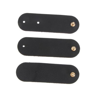 LIFKICH 3pcs Handmade Leather Cable Organizer for Headphones and Chargers Earphone Winder USB Holder Black Cord Management
