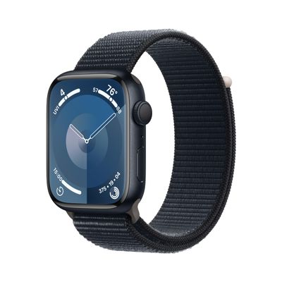 Apple Watch Series 9 [GPS 45mm] Midnight Aluminum Case with Midnight Sport Loop (Renewed Premium)