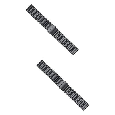 HOMSFOU 2pcs Stainless Steel Watch Strap Metal Buckle Compatible Replacement Band for Chain Style Design Black Suitable for Men and Women Easy Installation
