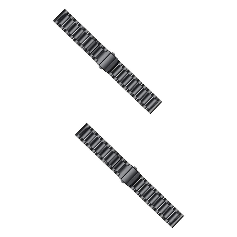 HOMSFOU 2pcs Stainless Steel Watch Strap Metal Buckle Compatible Replacement Band for Chain Style Design Black Suitable for Men and Women Easy Installation