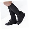 HOMSFOU Men's High-top Overshoes with Non-slip Rubber Sole Zippered Rain Shoe Covers for Xl Feet Durable and Reusable Rainproof Gear Black view 2