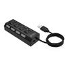 Pasuihcay USB4 Port 2 Splitter with Switch HUB 4-Hole Switch HUB USB2.0 hub Multifunction, black view 1