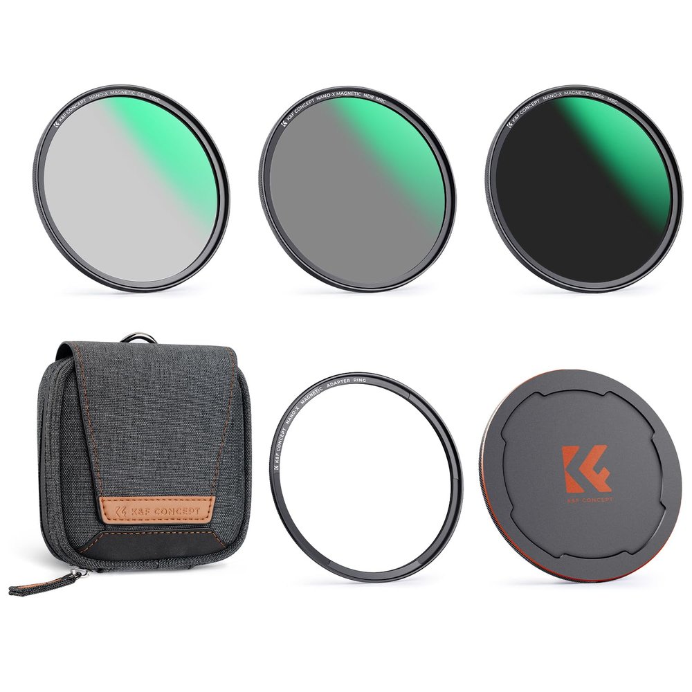 K&F CONCEPT 52mm Magnetic CPL+ND8+ND64+Magnetic Basic Ring+Lens Cap Camera Lens Filters Kit (5 Pack) -Optical Glass Polarizing Neutral Density Filters Kit with 28 Multi-Layer Coated (Nano-X Series)