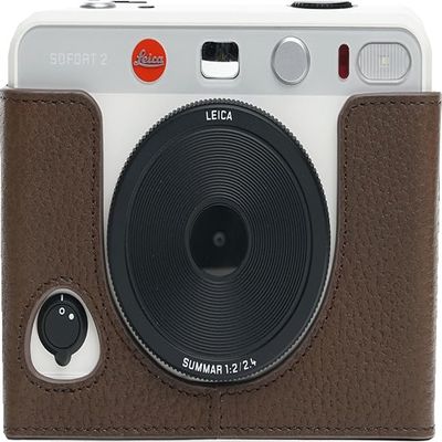 BMAOLLONGB SOFORT 2 Camera Case, Handmade Genuine Real Leather Half Camera Case Bag Cover for Leica SOFORT 2 Camera Bottom Opening Version + Hand Strap (Coffee)