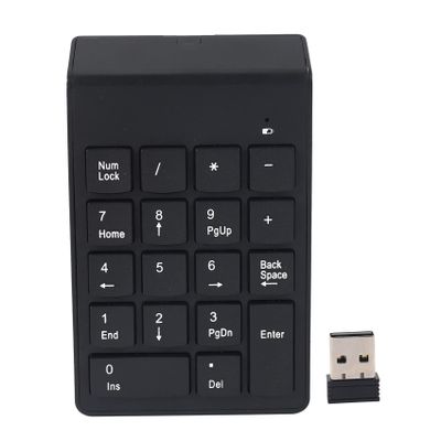 Pasuihcay Numeric Keypad,18 Keys Wireless USB Number Pad Keyboard with 2.4G Mini USB Numeric Receiver for Laptop Desktop PC Notebook - Black