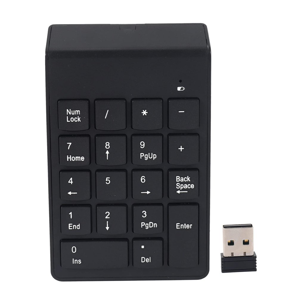 Pasuihcay Numeric Keypad,18 Keys Wireless USB Number Pad Keyboard with 2.4G Mini USB Numeric Receiver for Laptop Desktop PC Notebook - Black