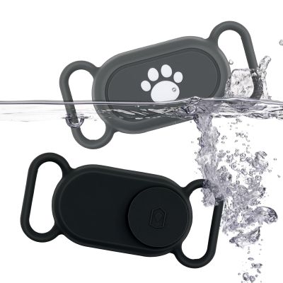 2pcs Dog Collar Holder for Galaxy Smarttag2, Silicone Pet Collar Case Cover Cute Claw Style Waterproof Protective Case Cat Collar Holder Accessory for Samsung Smart Tag 2 (Black, Gray)