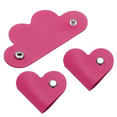MECCANIXITY Pack of 3 Leather Cable Straps Cable Ties, Rose Red Portable Leather Cord Organizer, Leather Wire Straps for Earphones USB Clips
