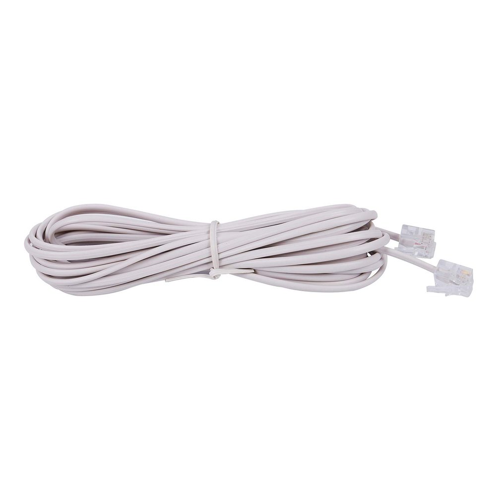Pasuihcay 6P2C RJ11 Male to Male Plug Telephone Line Cable Wire 5M, Clear&White