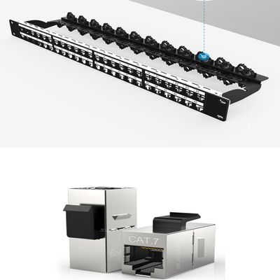 Enmane 48Port Blank Keystone Patch Panel Rackmount&Wall Mount 1U 19-inch Network Patch Panel&Cat7 Keystone Coupler RJ45 Coupler