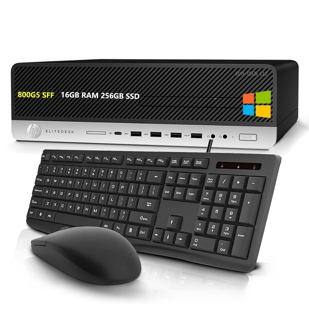 HP EliteDesk 800 G5 SFF Desktop Computer PC, Intel Core i5-9600 3.0GHz, 16GB RAM, 256GB M.2 NVMe SSD, DVD, WiFi, Windows 11 Pro 64-bit (Renewed)