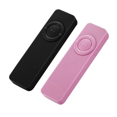 for 2Pcs Portable USB Sport U Disk Mini Mp3 Music Player Support 32GB TF Card(Black Pink)
