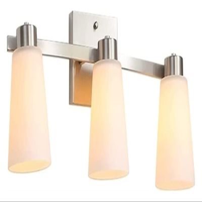Wall Lamp 3 Light LED Bathroom Vanity Lights with Milky Glass Shade,Washroom Mirror Front Lamps LED Bathroom Lighting Fixtures Over Mirror Bath Make-up Cabinet Table Wall Sconce Lighting ,pendant