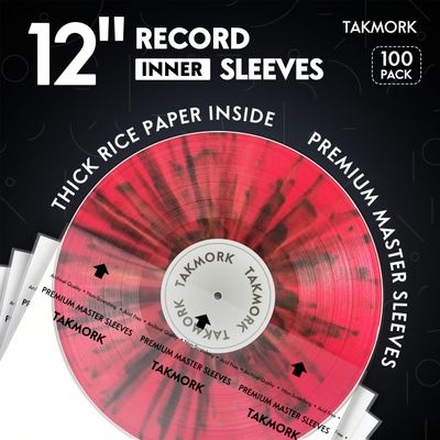 Vinyl Record Rice Paper Inner Sleeves: 12" Anti-Static LP Sleeves Album Record Acid-Free Clear Protective Sleeves, 100pcs