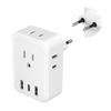 BN-LINK European Travel Plug Adapter, Power Plug Adapter with 4 AC Outlets and 3 USB Ports (1 USB C), Type C Adapter for US to Most of Europe Iceland Spain Italy France Germany view 1
