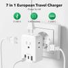 BN-LINK European Travel Plug Adapter, Power Plug Adapter with 4 AC Outlets and 3 USB Ports (1 USB C), Type C Adapter for US to Most of Europe Iceland Spain Italy France Germany view 3