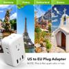 BN-LINK European Travel Plug Adapter, Power Plug Adapter with 4 AC Outlets and 3 USB Ports (1 USB C), Type C Adapter for US to Most of Europe Iceland Spain Italy France Germany view 4