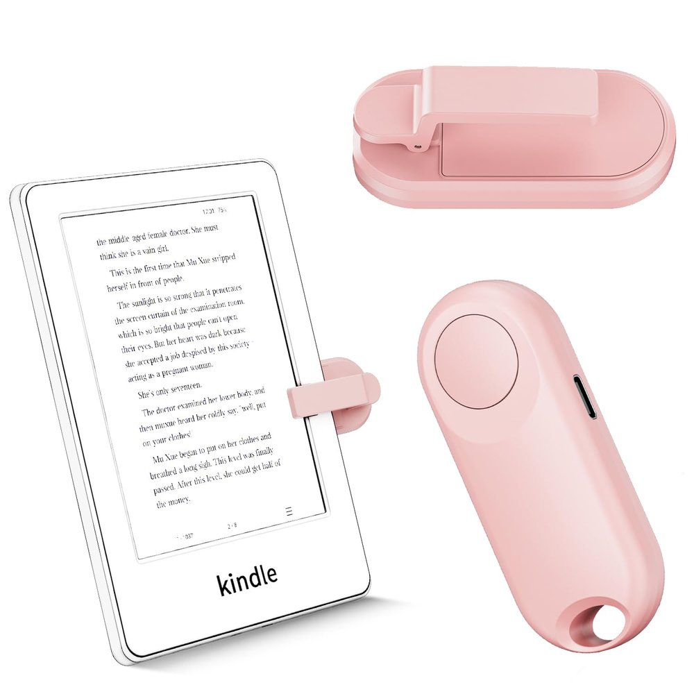 RF Remote Control Page Turner for Kindle Paperwhite Accessories Ipad Reading Kobo Surface Comics/Novels iPhone Tablets Android Taking Photos Camera Video Recording Remote Triggers(Pink)