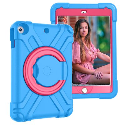 AKABEILA Compatible with Apple iPad 7/iPad 8/iPad 9 10.2 inch Tablet CaseRugged Kids Case with Stand Lightweight Shockproof Kids Friendly Tablet Cover Blue+Rose Red