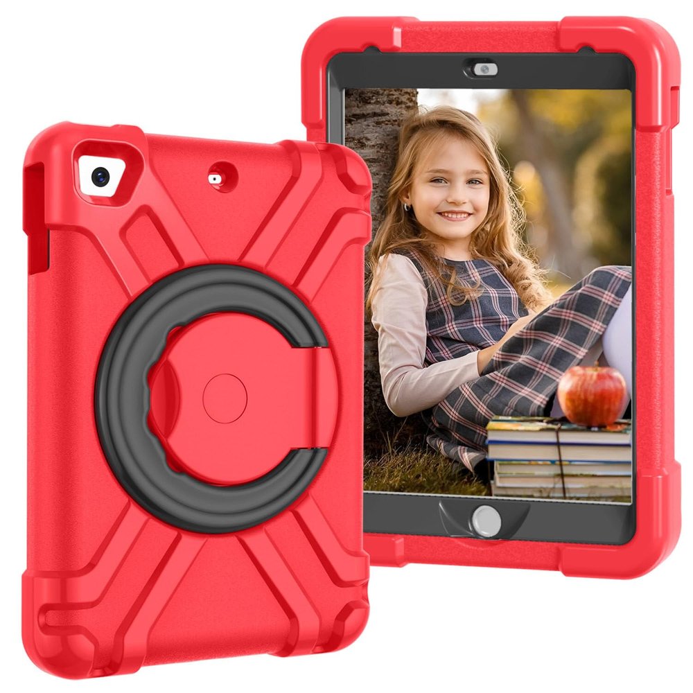AKABEILA Compatible with Apple iPad mini 1/2/3 Tablet CaseRugged Kids Case with Stand Lightweight Shockproof Kids Friendly Tablet Cover Red+Black