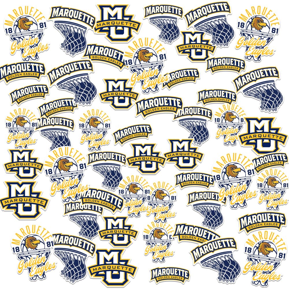Marquette University Basketball Sports 50ct Vinyl Large Deluxe Stickers Variety Pack - Laptop, Water Bottle, Scrapbooking, Tablet, Skateboard, Indoor/Outdoor